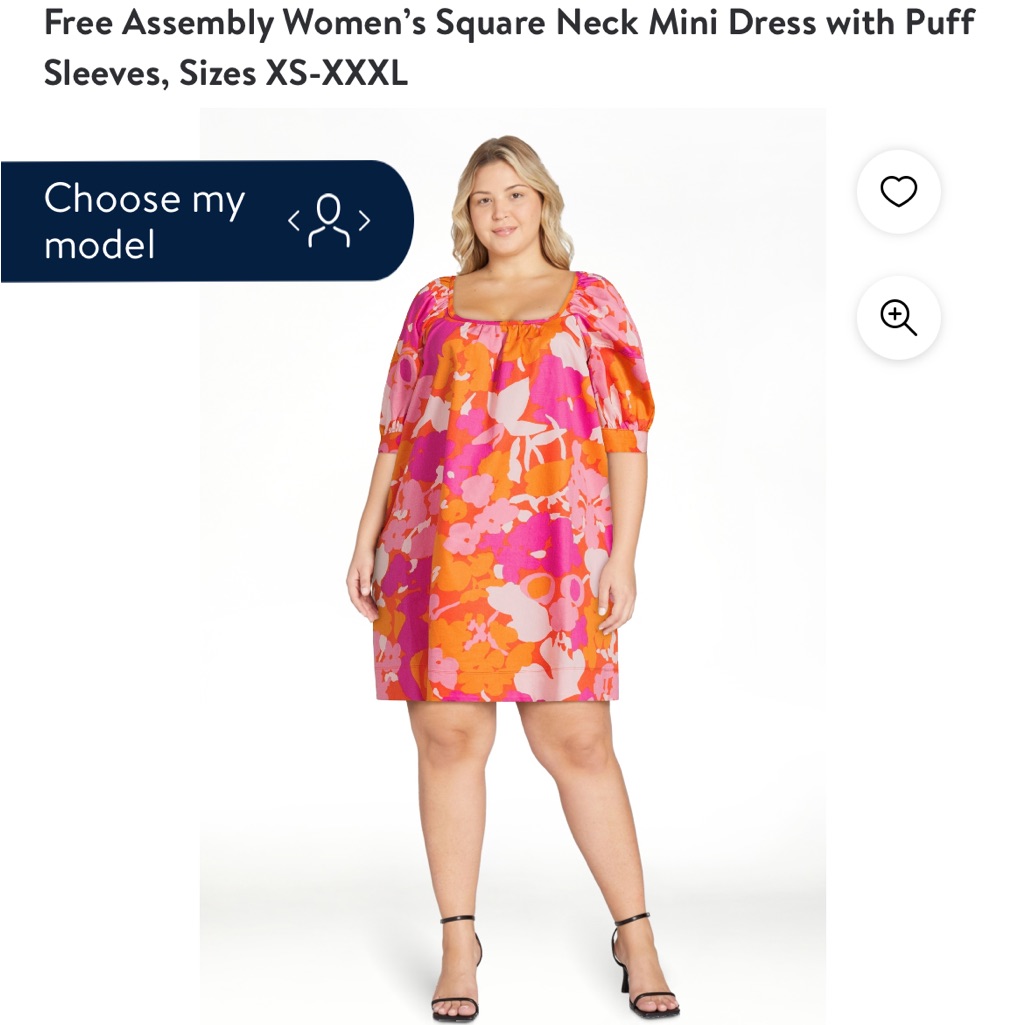 Free Assembly Floral Puff Sleeve Square Neck Dress Size Xl